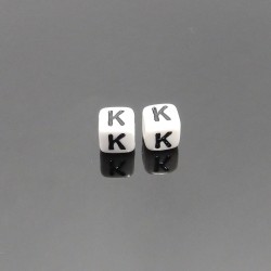 Biele kocky 6x6mm písmeno K