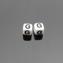 Biele kocky 6x6mm písmeno G